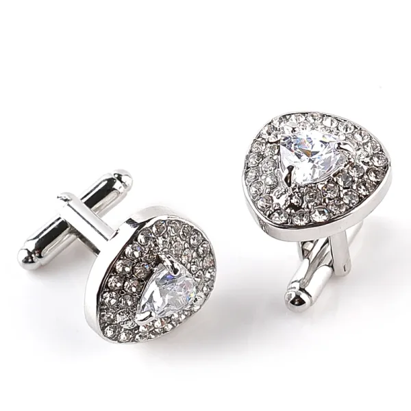 accessoire de mode bouton de manchette argent et blanc