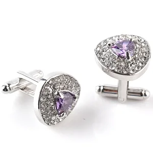 Bouton de manchette triangle de couleur argent et violet