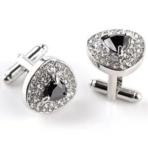 Bouton de manchette triangle de couleur argent et noir