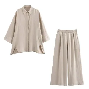 vêtement chic femme en lin beige