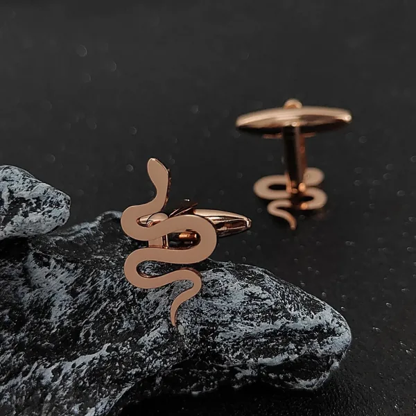 Bouton de manchette serpent de couleur Or rose