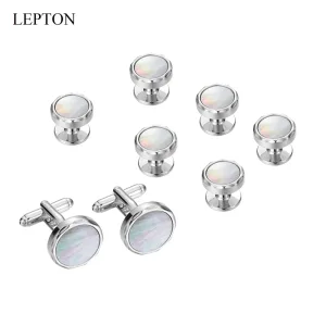 Bouton de manchette rond argent