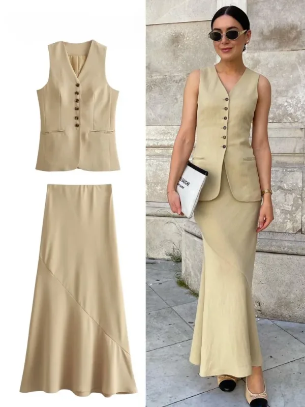 Costume femme 2 pièce jupe long et blazer
