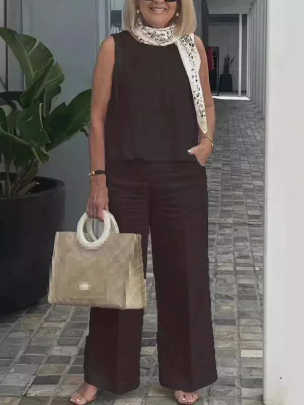 Costume femme en lin de couleur noir