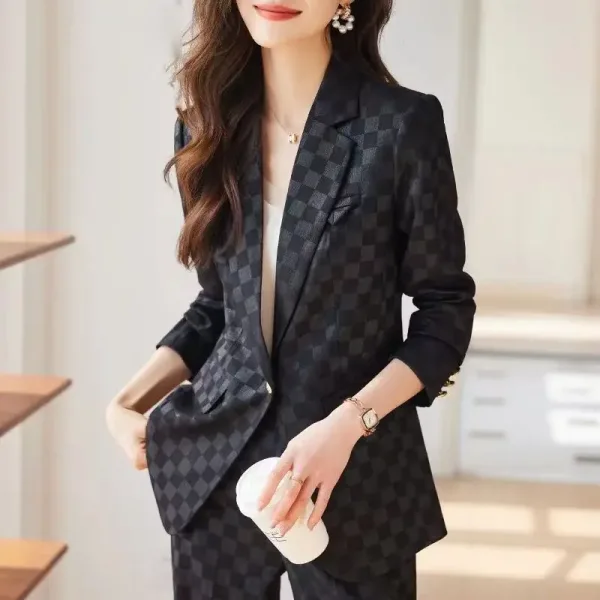 Costume femme 2 pièces noir avec carreaux