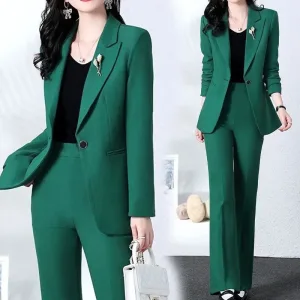 Costume 2 pièces femme chic et décontracté couleur vert