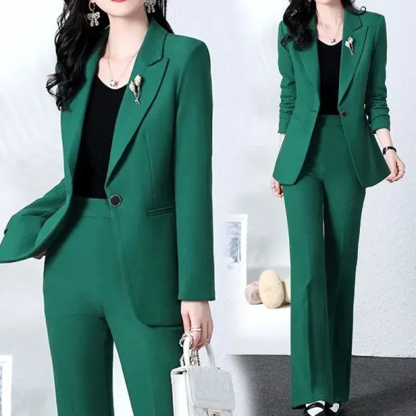 Costume 2 pièces femme chic et décontracté couleur vert