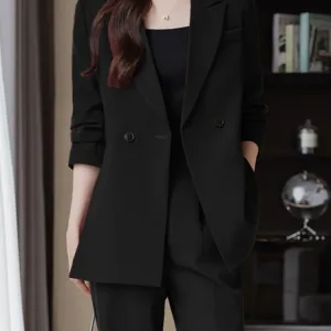 Costume 2 pièces femme noir chic décontracté