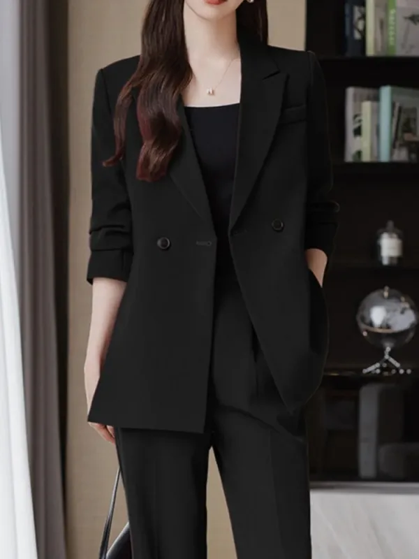 Costume 2 pièces femme noir chic décontracté