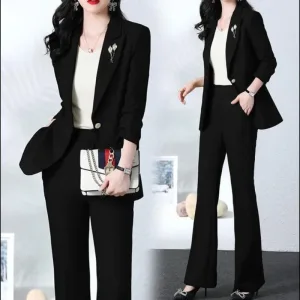 Costume 2 pièces femme chic et décontracté couleur noir
