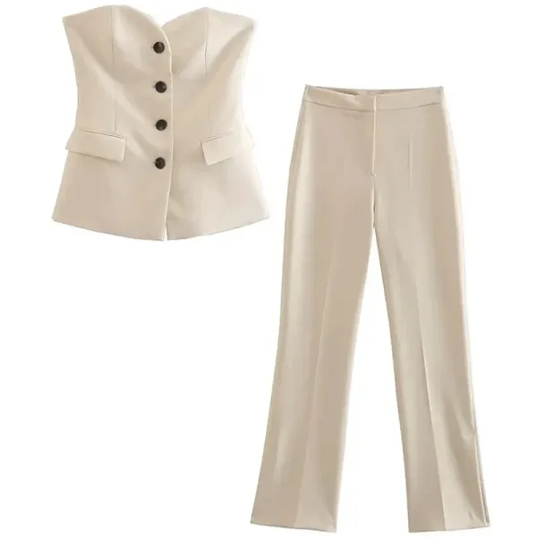 Costume femme 2 pièces de couleur beige