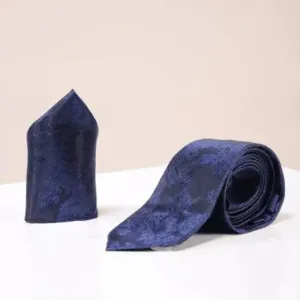Accessoires gentlemen bleu marine Paisley avec Cravate et Pochette - Marc darcy