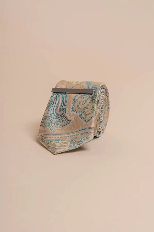 Cavani - Ensemble de Cravate Beige Paisley