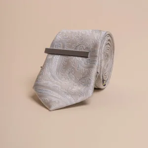 Cavani - Ensemble de Cravate Paisley Grise Claire
