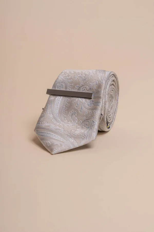 Cavani - Ensemble de Cravate Paisley Grise Claire