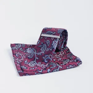 Cavani - Ensemble de cravate Paisley vin marine