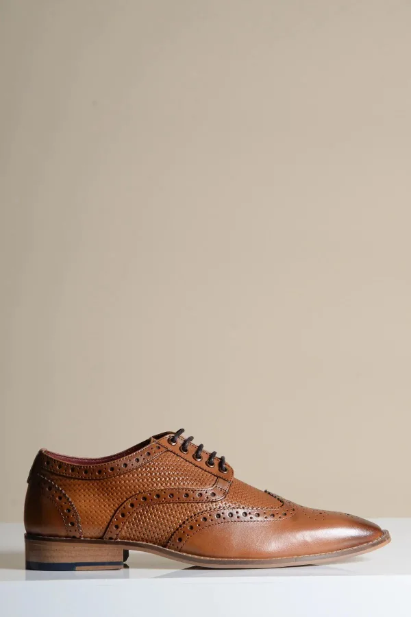 Chaussures en cuir marron Brandon Wingtip Brogues - Marc Darcy
