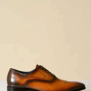 Chaussures en cuir marron, Marc Darcy Jake - Brogue à bout d'aile