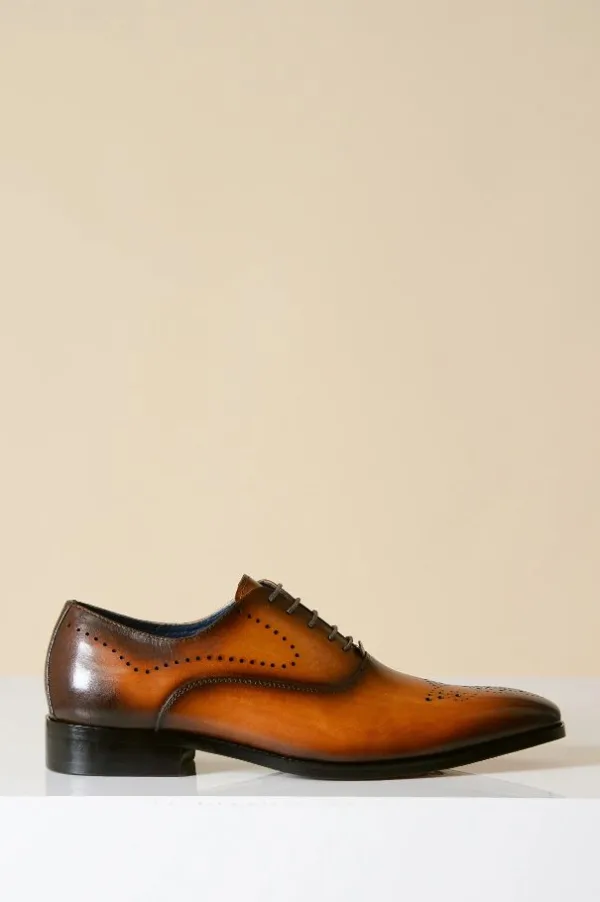 Chaussures en cuir marron, Marc Darcy Jake - Brogue à bout d'aile