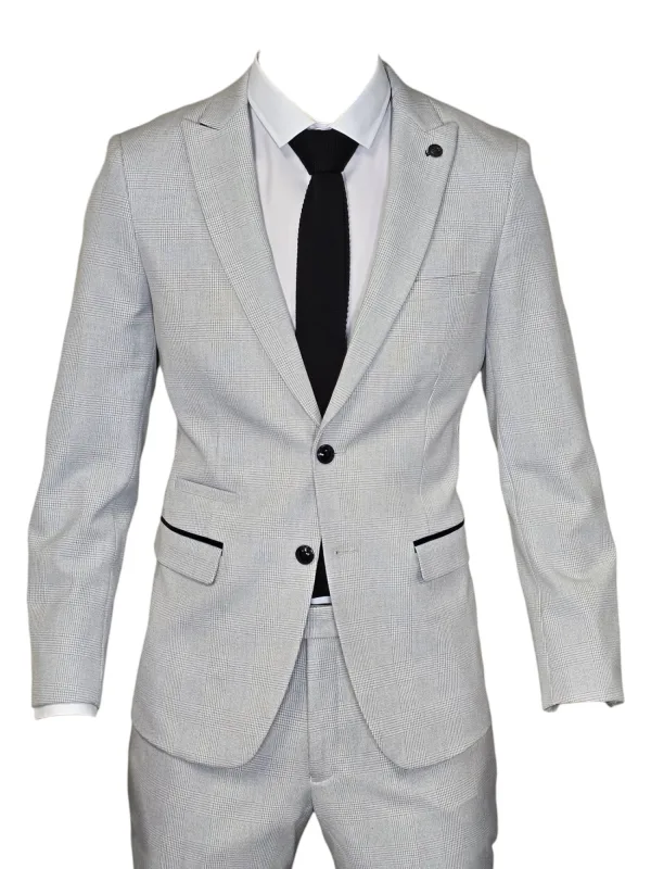 Costume 2 pièces - costume à carreaux blanc pour homme - Marc Darcy Bromley Blanc Pierre