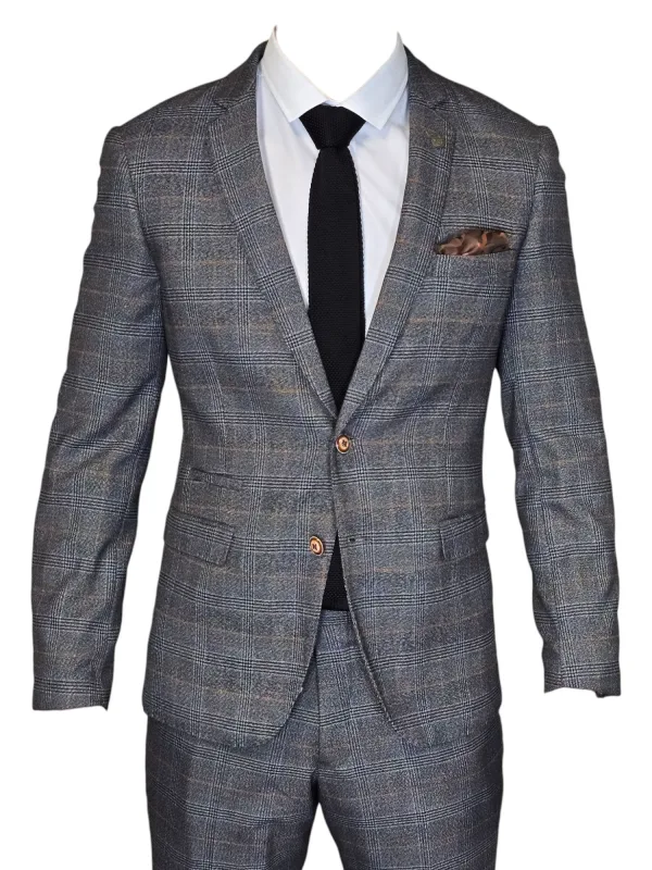 Costume 2 pièces - costume à carreaux pour homme -Jenson gris 2pc