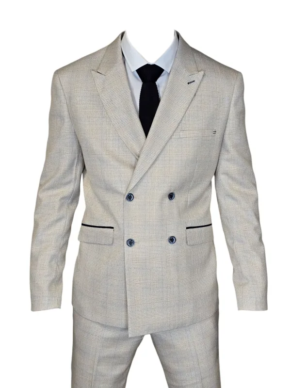 Costume 2 pièces - Costume beige à double boutonnage pour hommes - Cavani Caridi Beige DB