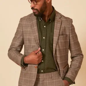 Costume 2 pièces - Costume homme à carreaux beige -Marc Darcy 2pc Ray Beige