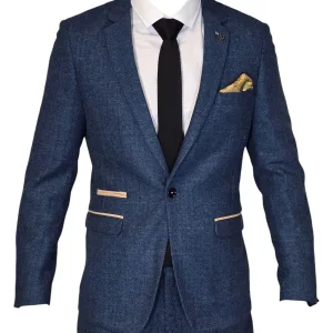 Costume 2 pièces - Costume homme bleu - Dion Bleu Herringbone 2 pièces