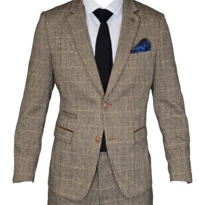 Costume 2 pièces - Costume marron pour homme -Herringbone Marron