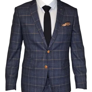 Costume 2 pièces - Costume pour homme à carreaux bleu marine - Jenson Bleu Marine