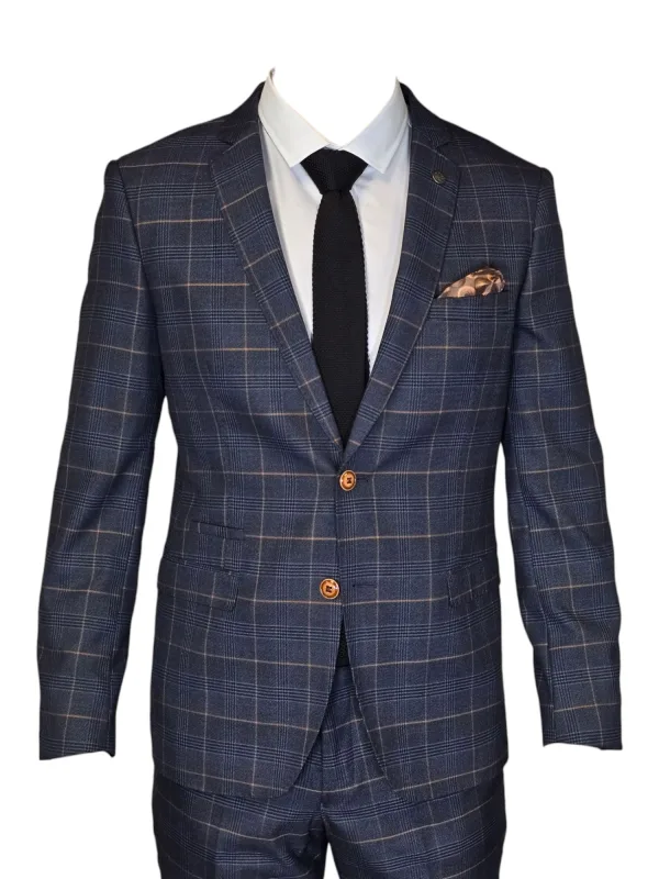 Costume 2 pièces - Costume pour homme à carreaux bleu marine - Jenson Bleu Marine