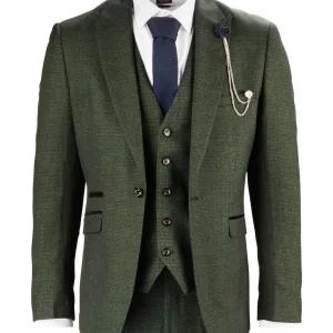 Costume 3 pièces vert olive hommes Caridi - Cavani