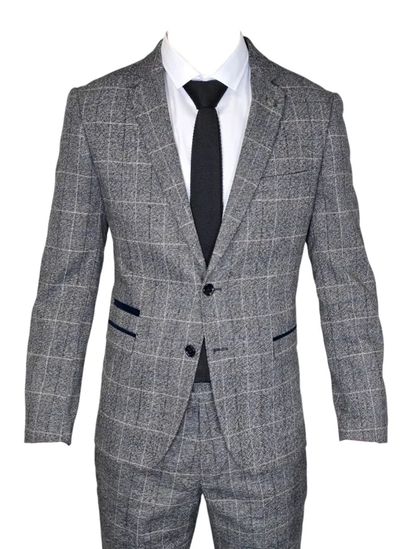 Costume à carreaux 2 pièces Marc Darcy Scott gris - 2 pièces