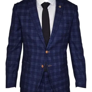 Costume bleu à carreaux 2 pièces - Marc Darcy Chigwell Tweedsuit 2 pièces