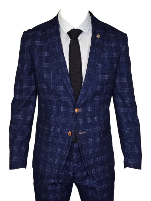 Costume bleu à carreaux 2 pièces - Marc Darcy Chigwell Tweedsuit 2 pièces