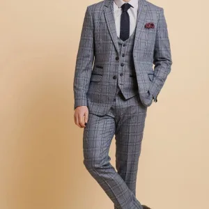 Costume bleu à carreaux - Abbott Bleu Tweed Check