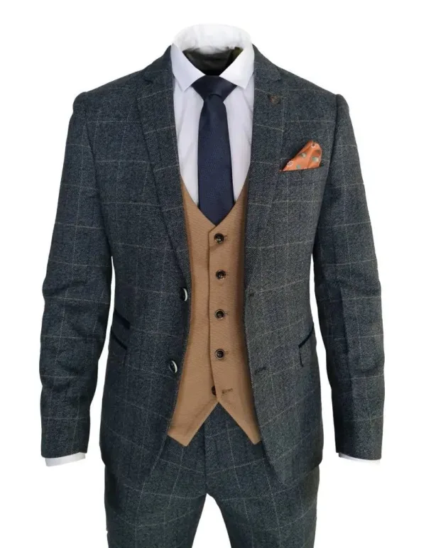 costume habillé bleu beige pour occasions spéciales