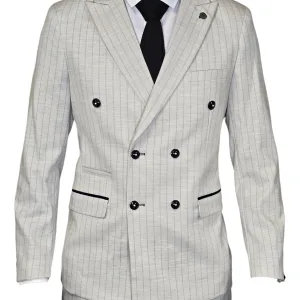 Costume homme à rayures en pierre - Double boutonnage - Marc Darcy Grant Stone