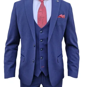 Costume pour homme à carreaux bleu foncé en 3 pièces - Costume Bromley Marine