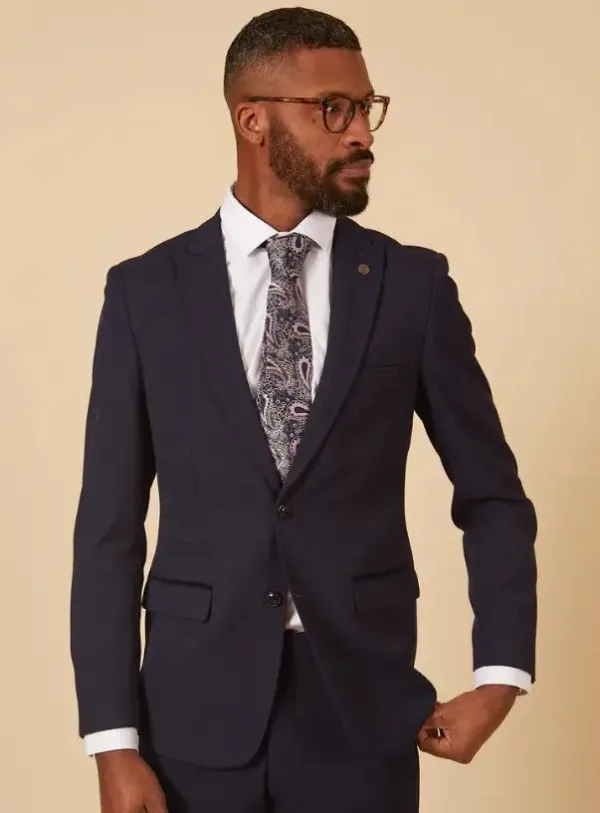 Costume pour homme à carreaux bleu marine 2 pièces - Costume Bromley Marine