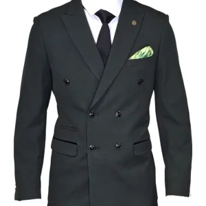 Costume pour homme à carreaux double boutonnage vert olive en 2 pièces - Costume Bromley Verts Olive DB
