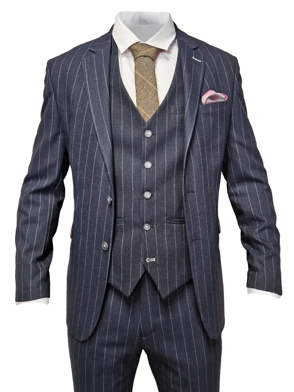 Costume rayé bleu marine pour hommes - Cavani Invincible Suit