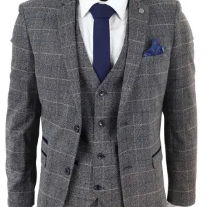 Costume trois pièces à carreaux Scott Gris - Marc Darcy
