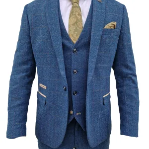 Costume trois pièces Dion bleu à chevrons - Marc Darcy
