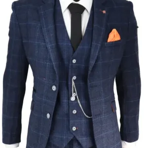 Costume trois pièces en tweed bleu Cody - Cavani