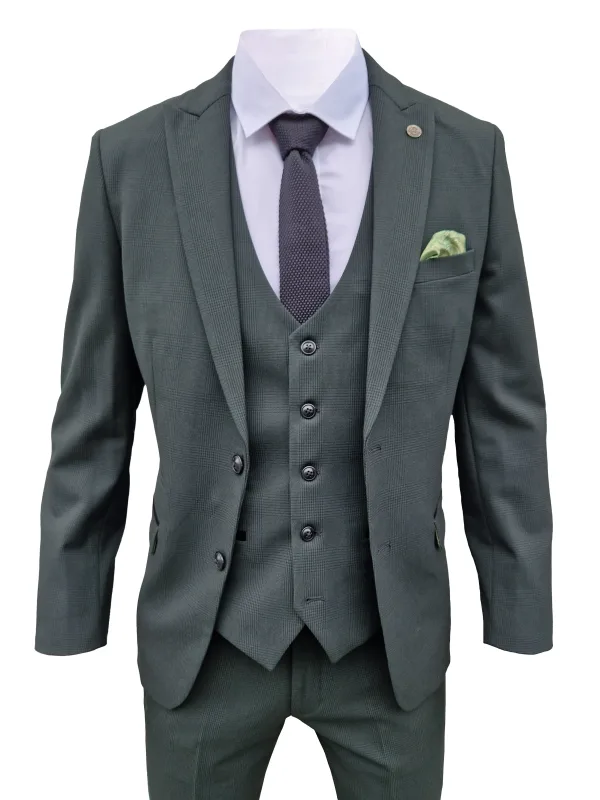 Costume trois pièces pour homme Bromley Vert Olive - Costume Bromley Vert Olive
