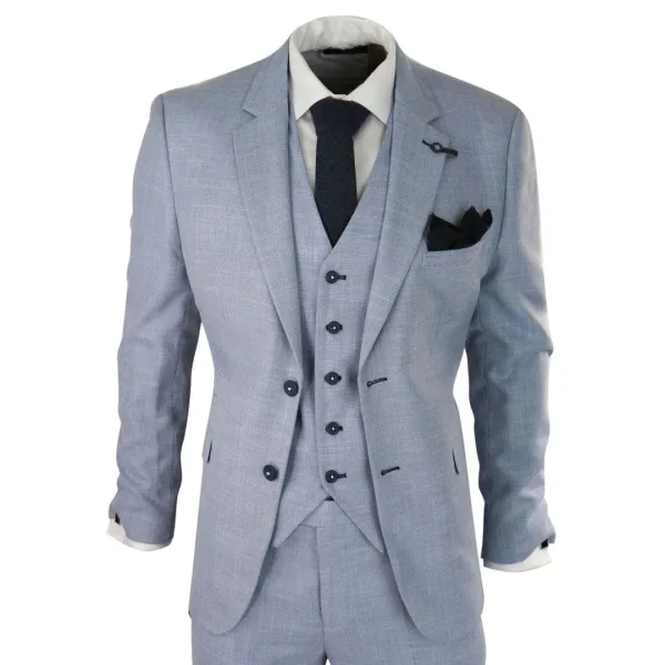 Costume trois-pièces slim fit Cavani Miami Blue Clair