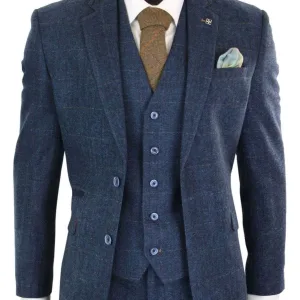 Costume tweed Carnegi trois pièces bleu marine - Cavani