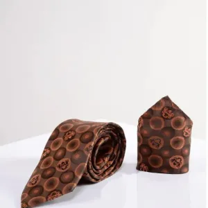 Cravate Gentlemens Bulles Orange de Marc Darcy avec pochette