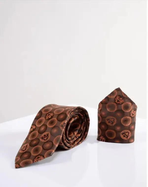 Cravate Gentlemens Bulles Orange de Marc Darcy avec pochette